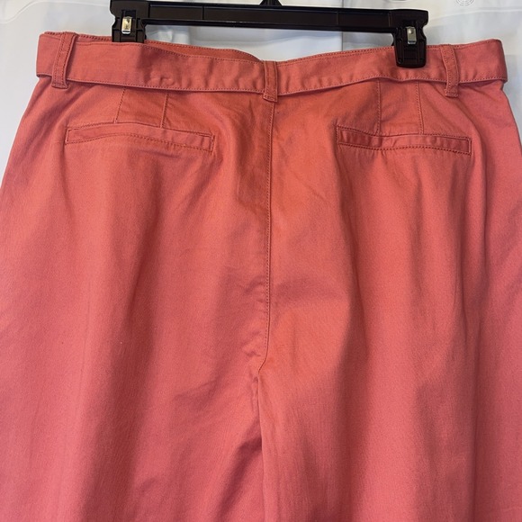 Womens  Time & Tru Size 14 Relaxed Straight Leg High Rise Coral Belt Trouser - Picture 8 of 13